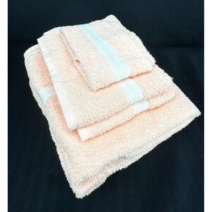 Cannon Towel Set Peach Sherbet Counterpoint NOS Deadstock Grannycore Grandma (5)
